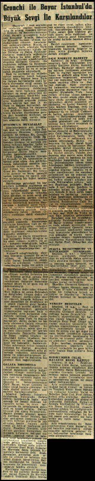 Ritagli di giornali della stampa turca sul viaggio di Gronchi ad Ankara ed Istanbul