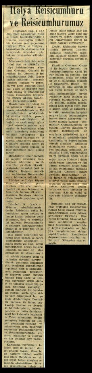 Ritagli di giornali della stampa turca sul viaggio di Gronchi ad Ankara ed Istanbul