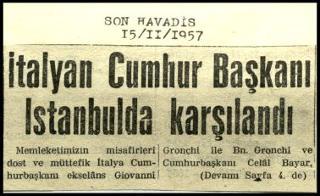 Ritagli di giornali della stampa turca sul viaggio di Gronchi ad Ankara ed Istanbul