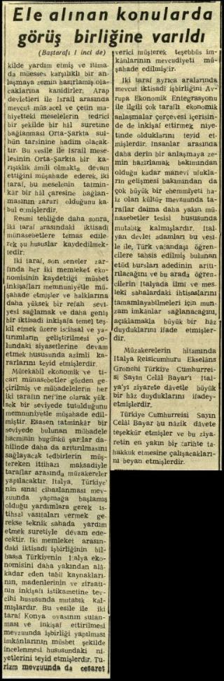 Ritagli di giornali della stampa turca sul viaggio di Gronchi ad Ankara ed Istanbul