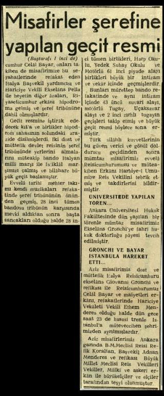 Ritagli di giornali della stampa turca sul viaggio di Gronchi ad Ankara ed Istanbul