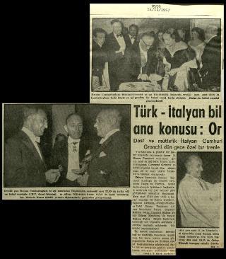 Ritagli di giornali della stampa turca sul viaggio di Gronchi ad Ankara ed Istanbul