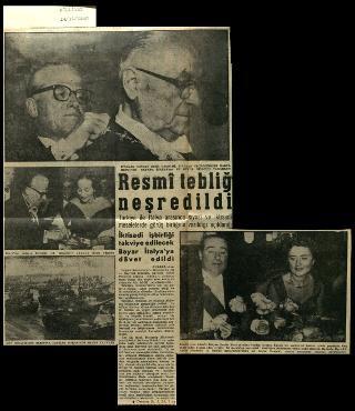 Ritagli di giornali della stampa turca sul viaggio di Gronchi ad Ankara ed Istanbul