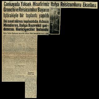 Ritagli di giornali della stampa turca sul viaggio di Gronchi ad Ankara ed Istanbul
