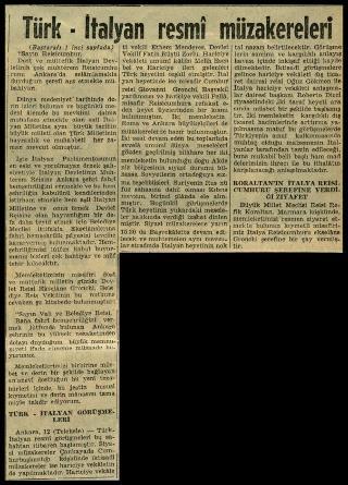 Ritagli di giornali della stampa turca sul viaggio di Gronchi ad Ankara ed Istanbul