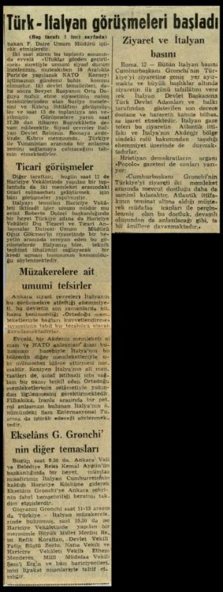 Ritagli di giornali della stampa turca sul viaggio di Gronchi ad Ankara ed Istanbul