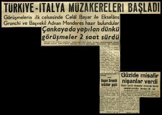 Ritagli di giornali della stampa turca sul viaggio di Gronchi ad Ankara ed Istanbul