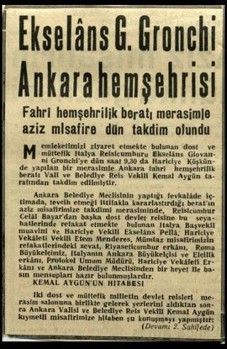 Ritagli di giornali della stampa turca sul viaggio di Gronchi ad Ankara ed Istanbul