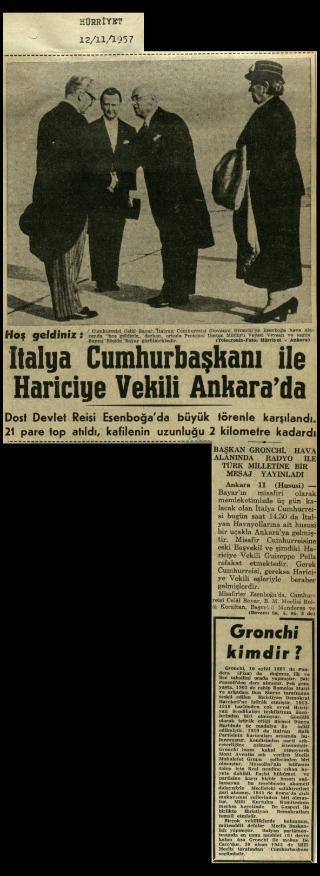 Ritagli di giornali della stampa turca sul viaggio di Gronchi ad Ankara ed Istanbul