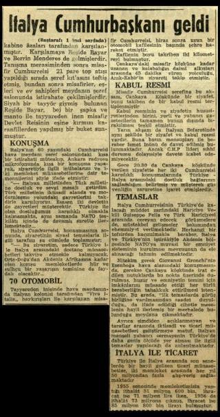 Ritagli di giornali della stampa turca sul viaggio di Gronchi ad Ankara ed Istanbul