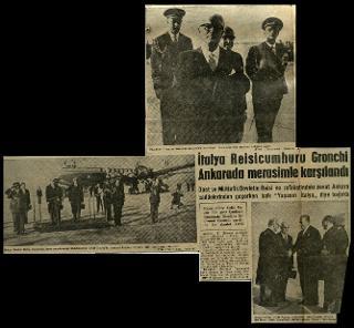 Ritagli di giornali della stampa turca sul viaggio di Gronchi ad Ankara ed Istanbul