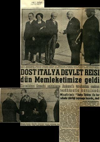 Ritagli di giornali della stampa turca sul viaggio di Gronchi ad Ankara ed Istanbul