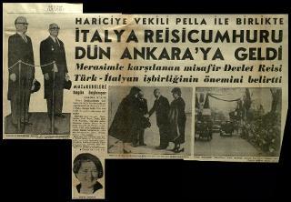 Ritagli di giornali della stampa turca sul viaggio di Gronchi ad Ankara ed Istanbul