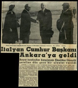 Ritagli di giornali della stampa turca sul viaggio di Gronchi ad Ankara ed Istanbul