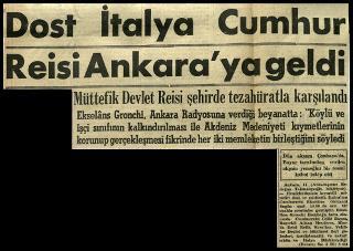Ritagli di giornali della stampa turca sul viaggio di Gronchi ad Ankara ed Istanbul