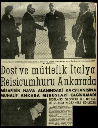 Ritagli di giornali della stampa turca sul viaggio di Gronchi ad Ankara ed Istanbul