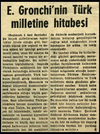Ritagli di giornali della stampa turca sul viaggio di Gronchi ad Ankara ed Istanbul