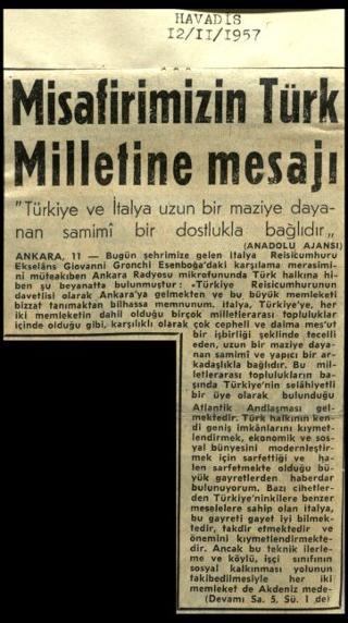 Ritagli di giornali della stampa turca sul viaggio di Gronchi ad Ankara ed Istanbul