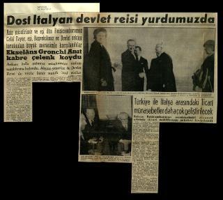 Ritagli di giornali della stampa turca sul viaggio di Gronchi ad Ankara ed Istanbul
