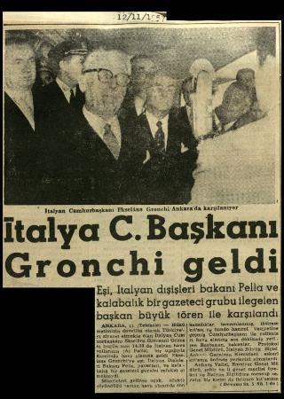 Ritagli di giornali della stampa turca sul viaggio di Gronchi ad Ankara ed Istanbul