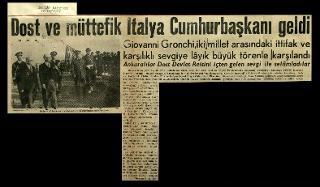 Ritagli di giornali della stampa turca sul viaggio di Gronchi ad Ankara ed Istanbul
