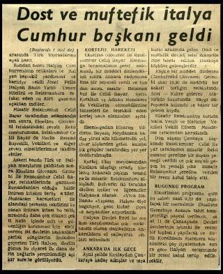 Ritagli di giornali della stampa turca sul viaggio di Gronchi ad Ankara ed Istanbul