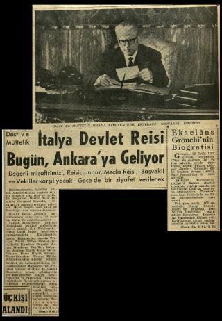 Ritagli di giornali della stampa turca sul viaggio di Gronchi ad Ankara ed Istanbul