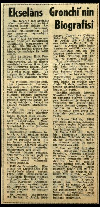Ritagli di giornali della stampa turca sul viaggio di Gronchi ad Ankara ed Istanbul