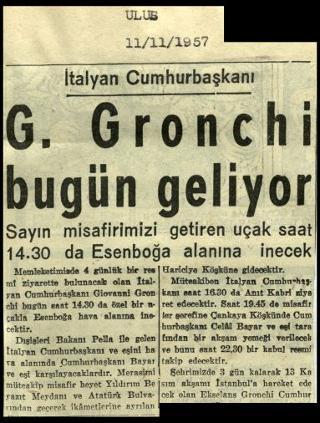 Ritagli di giornali della stampa turca sul viaggio di Gronchi ad Ankara ed Istanbul