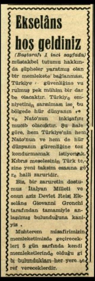 Ritagli di giornali della stampa turca sul viaggio di Gronchi ad Ankara ed Istanbul