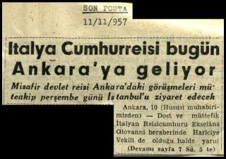 Ritagli di giornali della stampa turca sul viaggio di Gronchi ad Ankara ed Istanbul