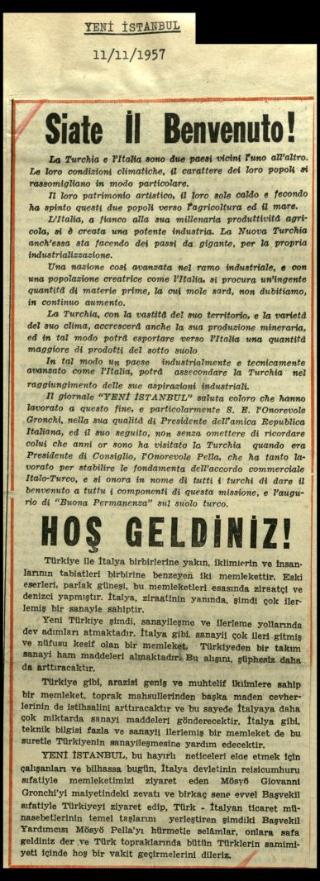 Ritagli di giornali della stampa turca sul viaggio di Gronchi ad Ankara ed Istanbul
