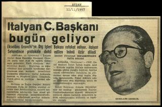 Ritagli di giornali della stampa turca sul viaggio di Gronchi ad Ankara ed Istanbul