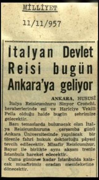Ritagli di giornali della stampa turca sul viaggio di Gronchi ad Ankara ed Istanbul