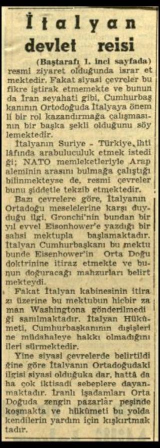 Ritagli di giornali della stampa turca sul viaggio di Gronchi ad Ankara ed Istanbul