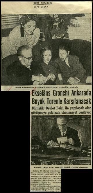 Ritagli di giornali della stampa turca sul viaggio di Gronchi ad Ankara ed Istanbul