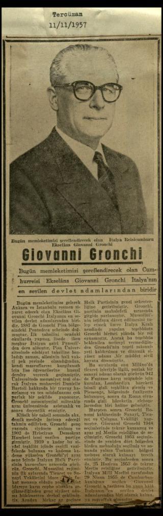 Ritagli di giornali della stampa turca sul viaggio di Gronchi ad Ankara ed Istanbul