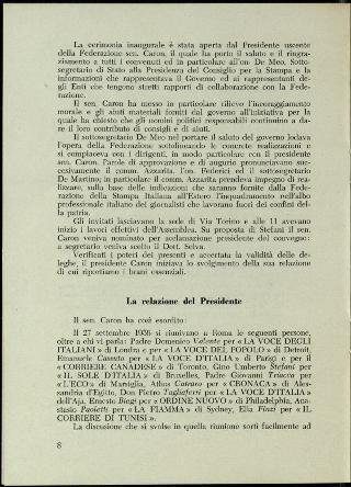 L'Assemblea generale della Federazione della stampa italiana all'estero a Roma dell'8-11 gennaio 1958