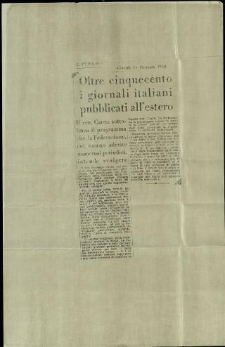 L'Assemblea generale della Federazione della stampa italiana all'estero a Roma dell'8-11 gennaio 1958