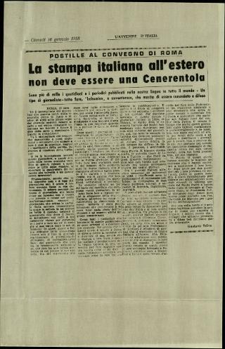 L'Assemblea generale della Federazione della stampa italiana all'estero a Roma dell'8-11 gennaio 1958