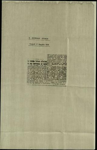 L'Assemblea generale della Federazione della stampa italiana all'estero a Roma dell'8-11 gennaio 1958