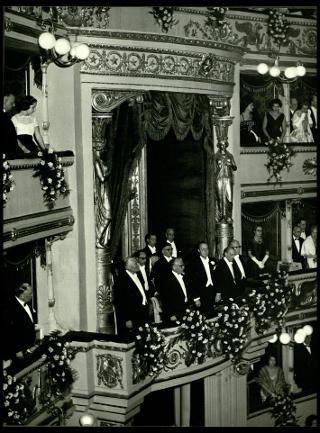 Giovanni Gronchi al Teatro alla Scala di Milano per la rappresentazione della Turandot di Giacomo Puccini in occasione del congresso internazionale della Fondazione europea di cultura
