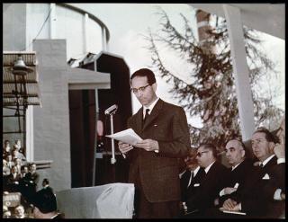 Giovanni Gronchi inaugura il Centro nucleare di Ispra