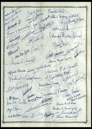 Giovanni Gronchi visita il "Club atletico provincial de Rosario" in Argentina nel febbraio 1961