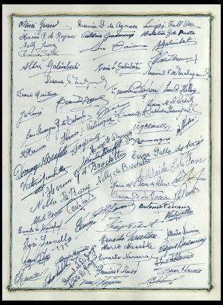 Giovanni Gronchi visita il "Club atletico provincial de Rosario" in Argentina nel febbraio 1961