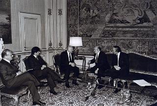 Il Presidente della Repubblica Oscar Luigi Scalfaro incontra Aleksander Meksi, primo Ministro dell'Albania