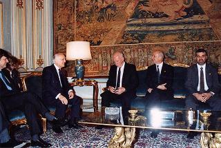 Il Presidente della Repubblica Oscar Luigi Scalfaro riceve la visita ufficiale di Yitzhak Rabin, primo Ministro di Israele