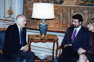 Il Presidente della Repubblica Oscar Luigi Scalfaro incontra Frankc Crvnkovski, primo Ministro della Repubblica di Macedonia
