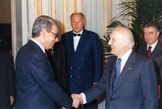 Il Presidente della Repubblica Oscar Luigi Scalfaro riceve la visita del  Segretario generale dell'ONU Boutros Ghali