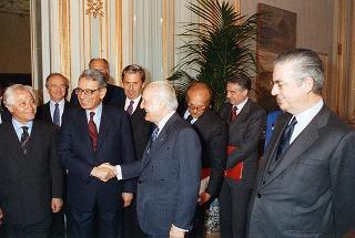 Il Presidente della Repubblica Oscar Luigi Scalfaro riceve la visita del  Segretario generale dell'ONU Boutros Ghali